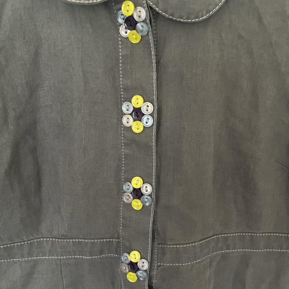Boden Linen Tunic Size 6 Peter Pan Collar Gray Decorative Buttons - Picture 4 of 11